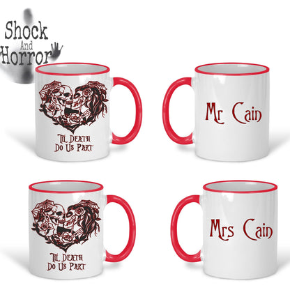 Til Death Us Do Part - Pair of Mugs - Great Wedding or Anniversary Gift for Gothic Couple