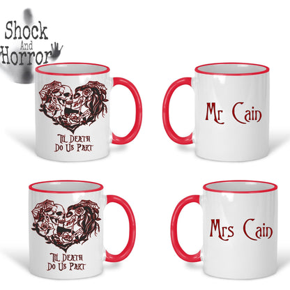 Til Death Us Do Part - Pair of Mugs - Great Wedding or Anniversary Gift for Gothic Couple