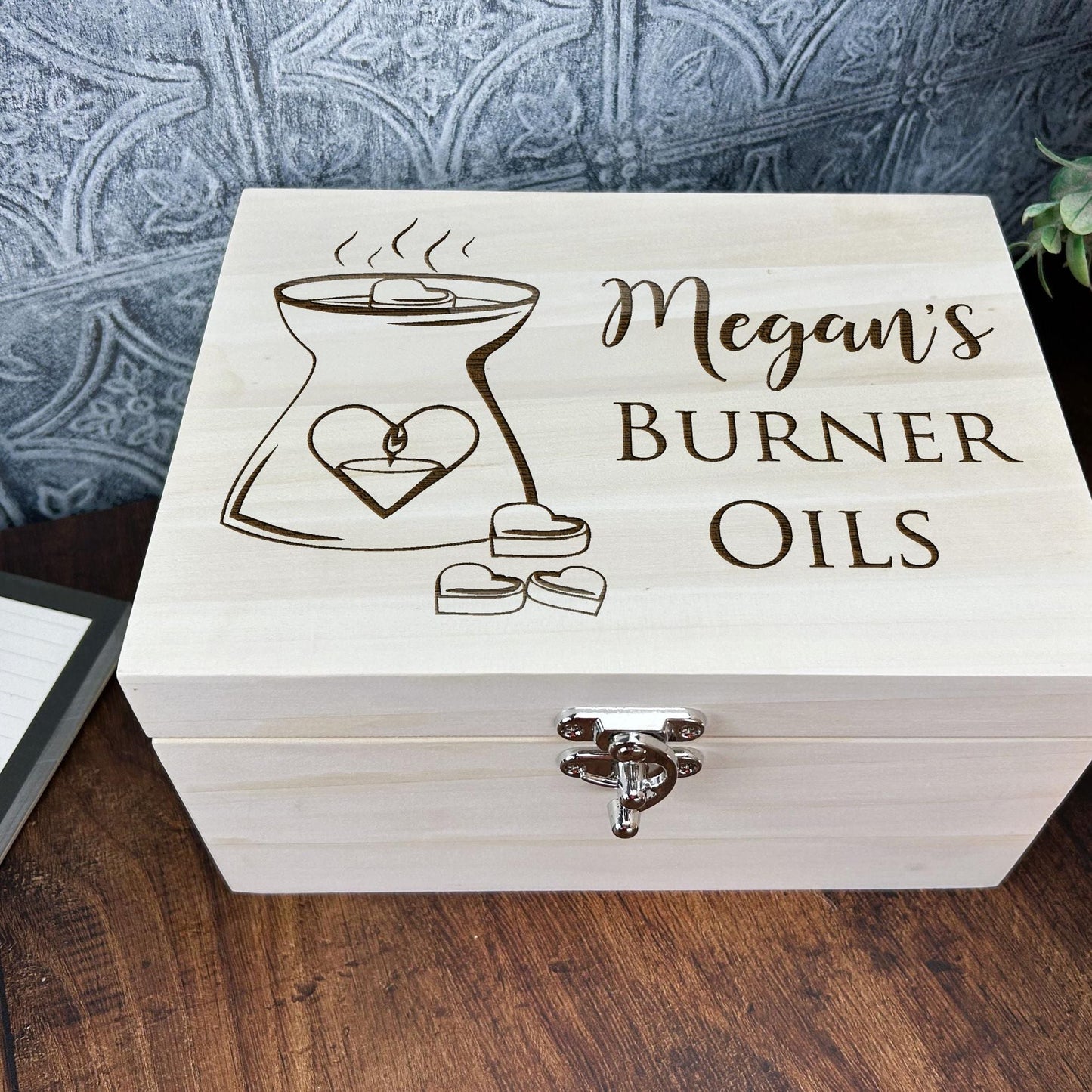 Wax Melts Wooden Storage Box - Burner Heart Design - Personalised Gift