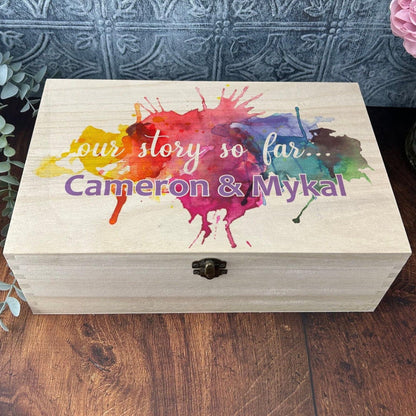 Our Story So Far Rainbow Memory Box - Personalised Gift - Couples Anniversary LGBT