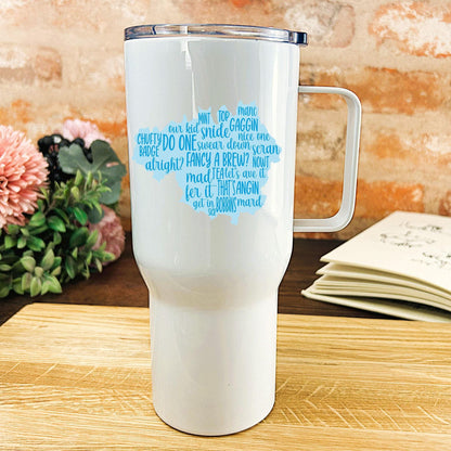 Manchester Map Mancunian Dialect - Personalised Travel Mug