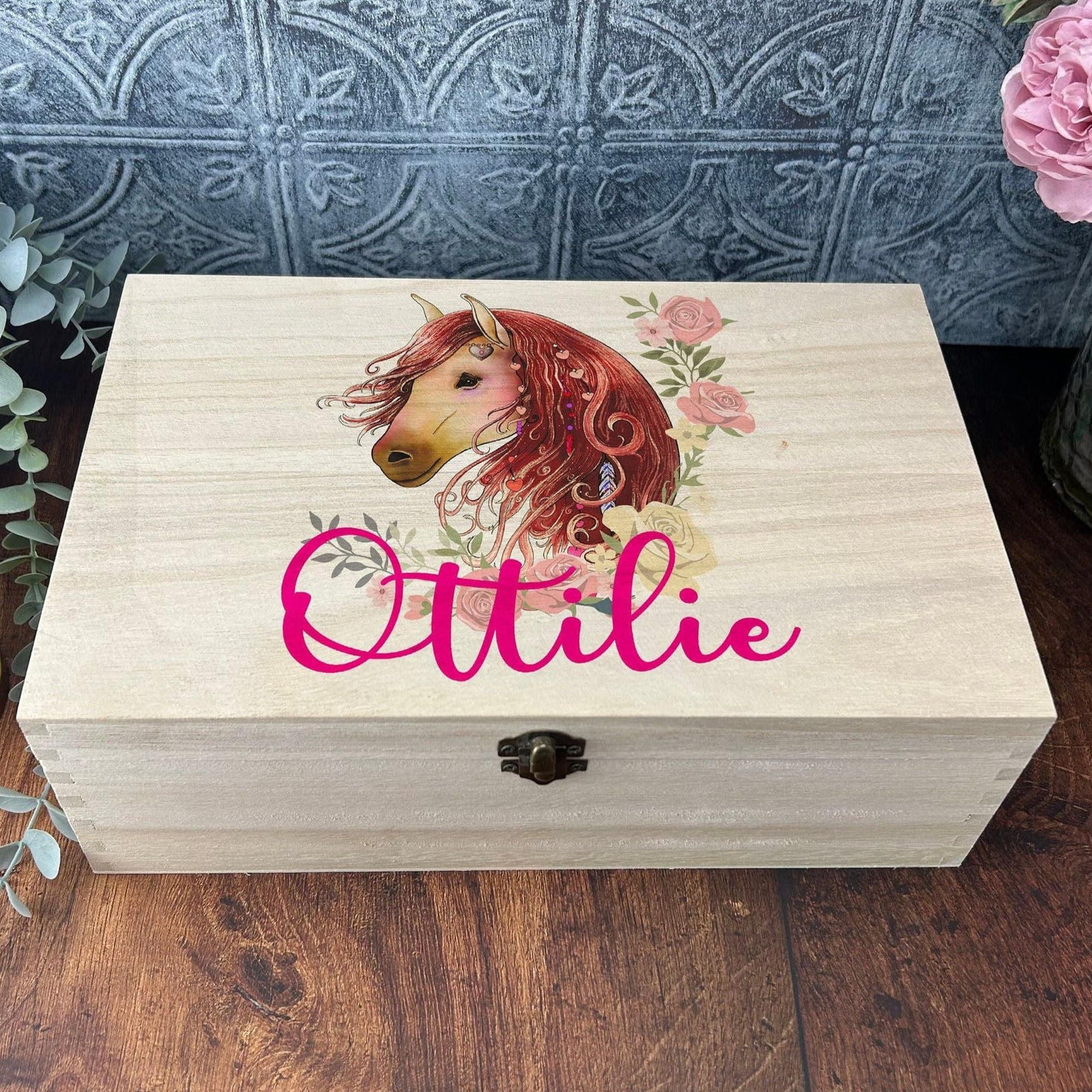 Horse Head Floral Memory / Trinket Box - Personalised Gift