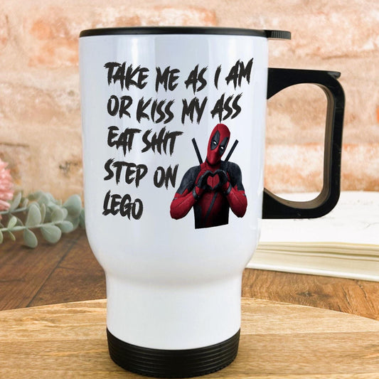 Deadpool Step on Lego Insulated Travel Mug Personalised Gift