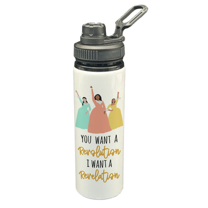 Hamilton Schuyler Sisters Revolution Revelation Movie Film Quote Poster Water Bottle Screw Cap Gift