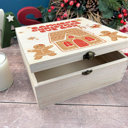 Gingerbread Scene Personalised Wooden Christmas Eve Box Xmas Treats Gift