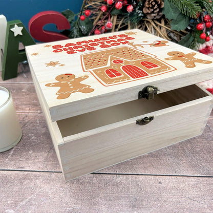 Gingerbread Scene Personalised Wooden Christmas Eve Box Xmas Treats Gift