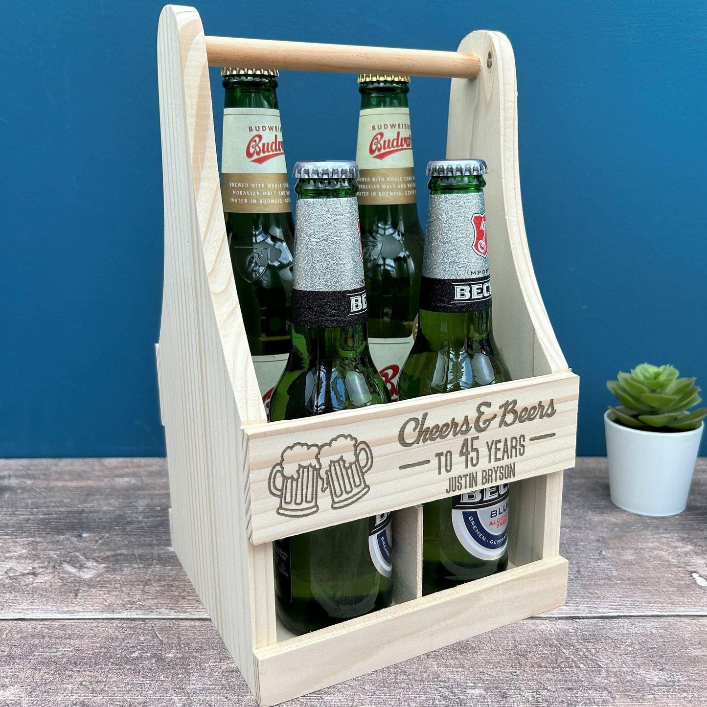 Cheers & Beers Any Name - Beer Carrier - Personalised Birthday Gift - BBQ Drinks - 18th - 21st