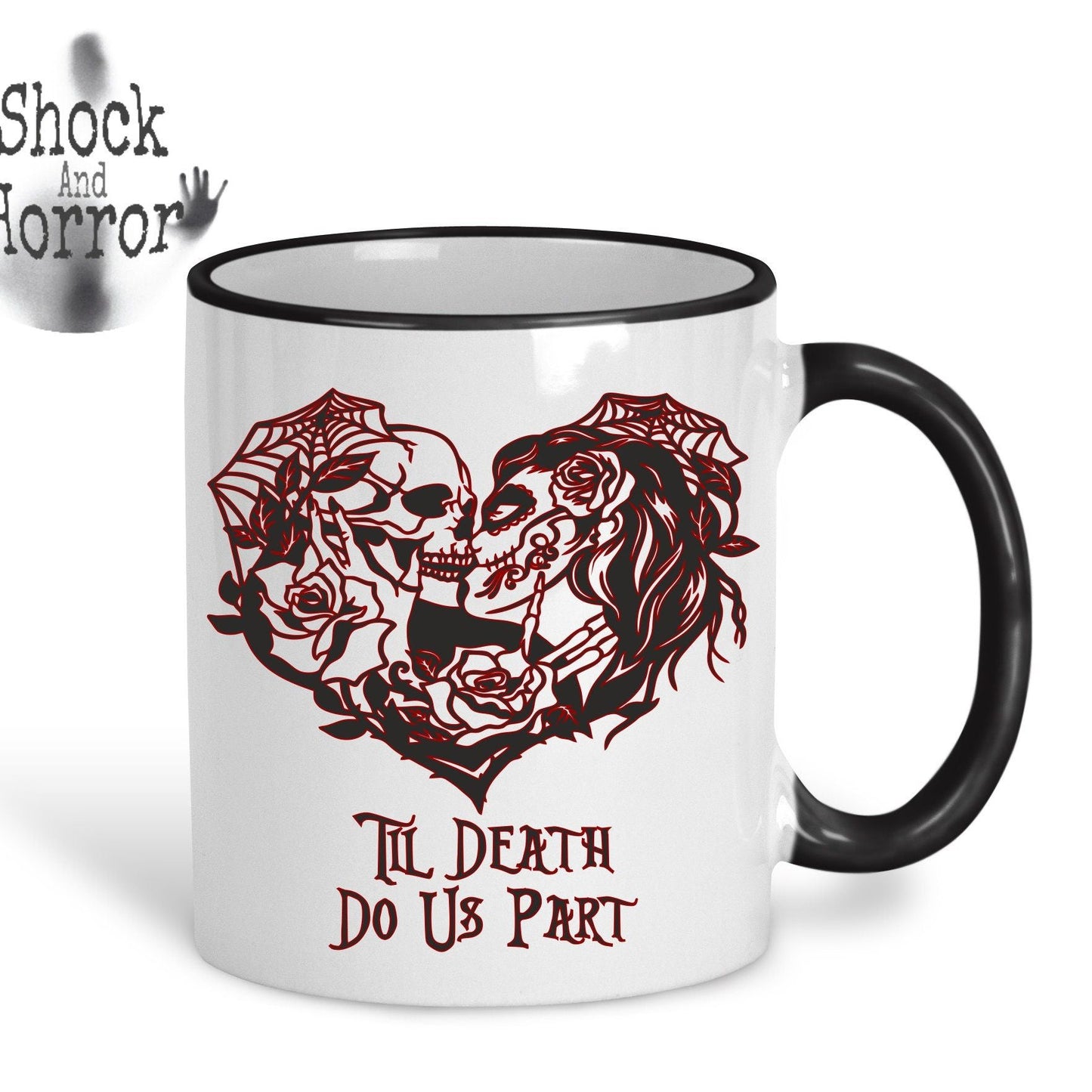 Til Death Us Do Part - Pair of Mugs - Great Wedding or Anniversary Gift for Gothic Couple