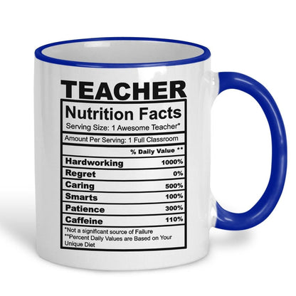 Teacher Nutrition Facts Ceramic Mug