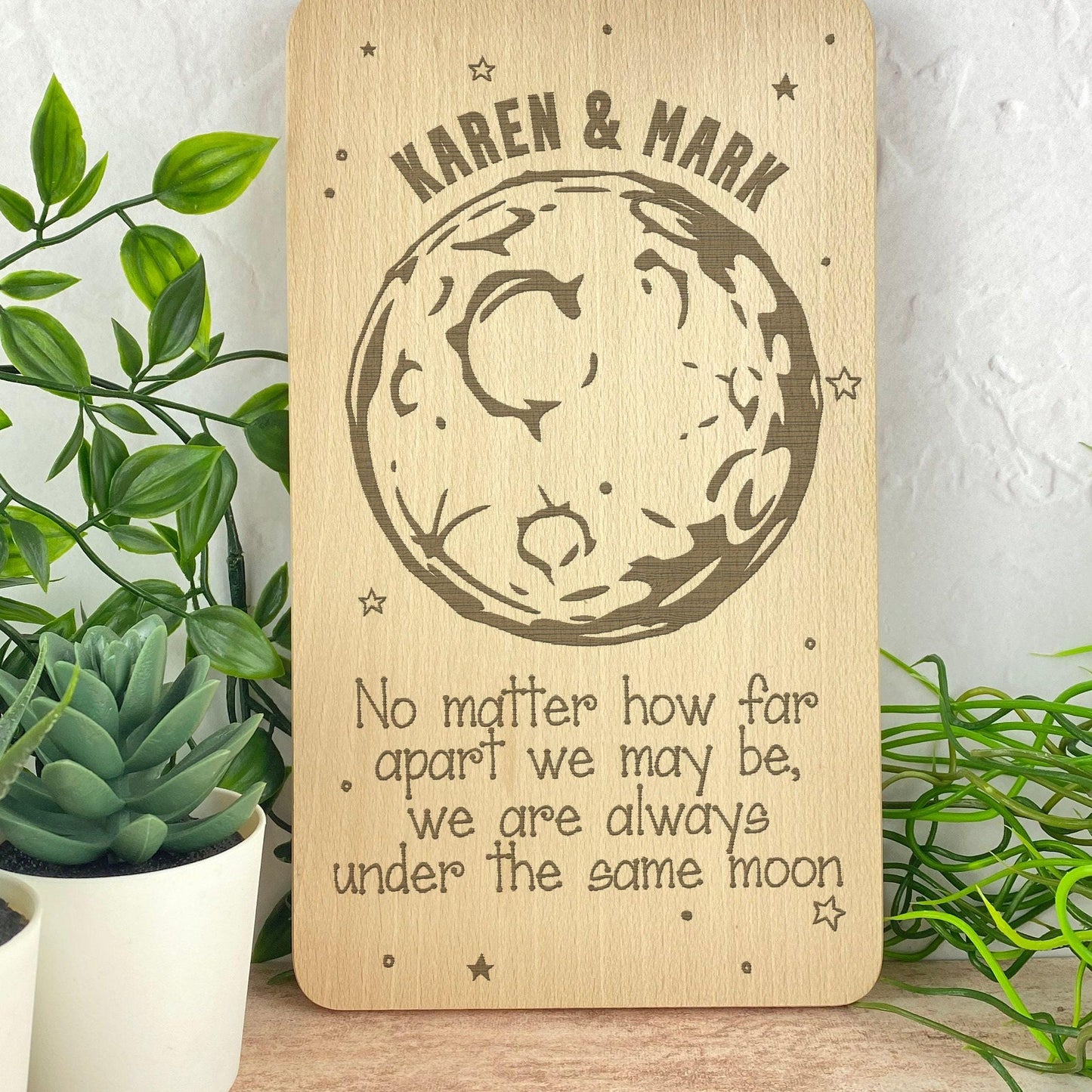 Under The Same Moon - Long Distance Valentine's - Couples Plaque - Personalised Gift
