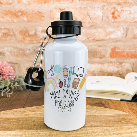 Teacher Supplies Doodles Personalised Message Water Bottle | Gift | Leaving School Gift | Teachers Gift | School