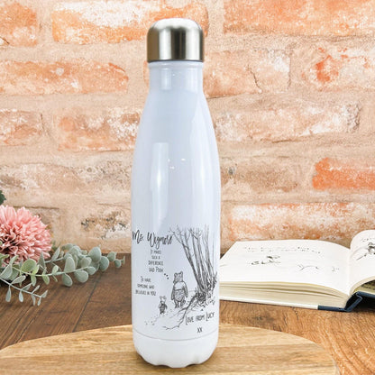 Winnie the Pooh & Piglet Big Difference Teacher Personalised Gift Water Bottle