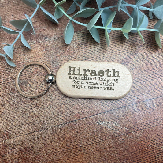 Hiraeth Homesick Welsh Language - Personalised Wooden Key Ring