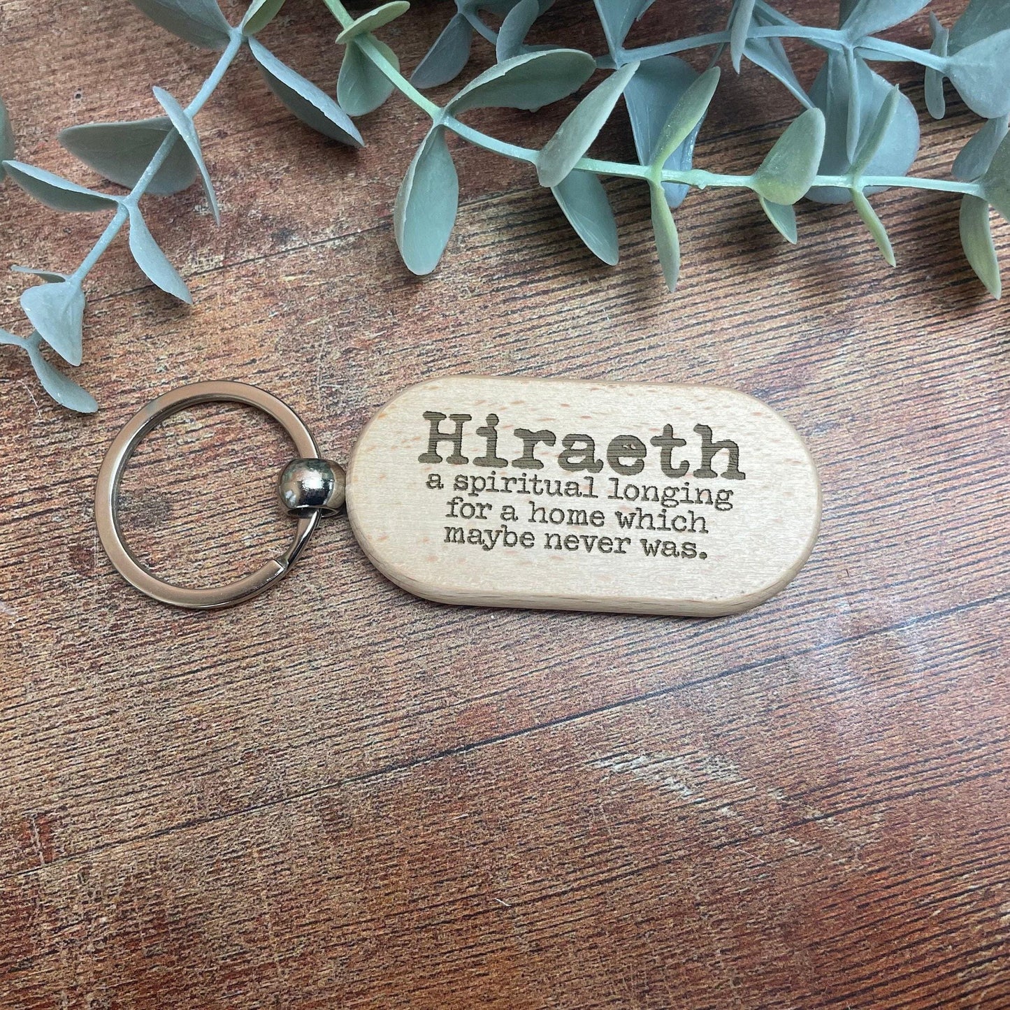 Hiraeth Homesick Welsh Language - Personalised Wooden Key Ring