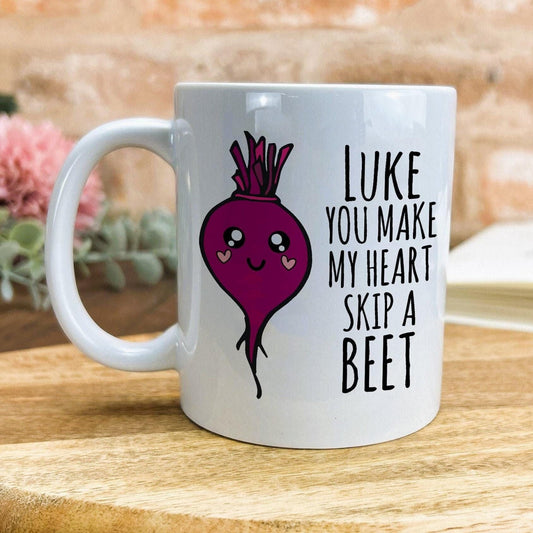 Beetroot Heart Skip A Beet Beat Funny Personalised Mug Valentine's Day Boyfriend Girlfriend Gift Partner