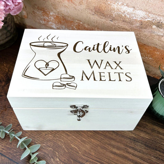 Wax Melts Wooden Storage Box - Burner Heart Design - Personalised Gift
