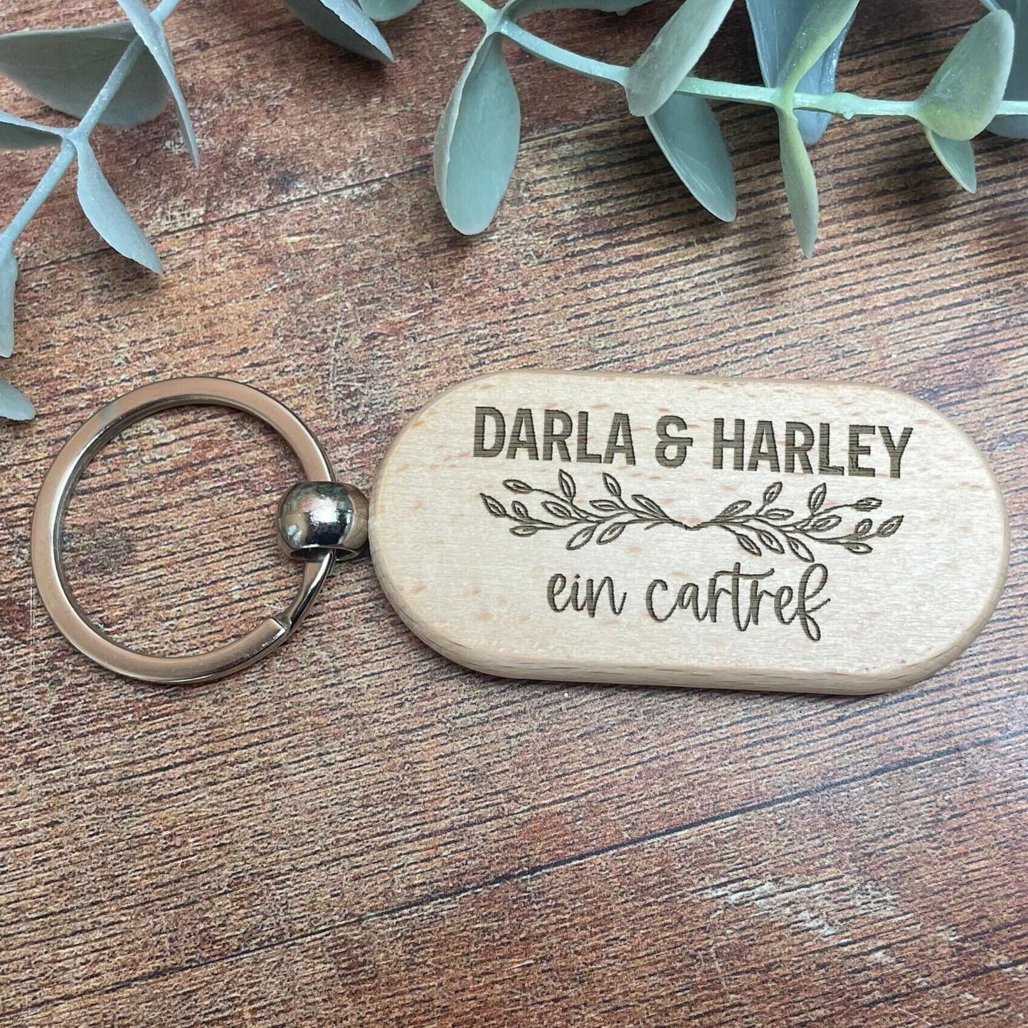 Ein Cartref Welsh Language Our Home - Personalised Wooden Key Ring