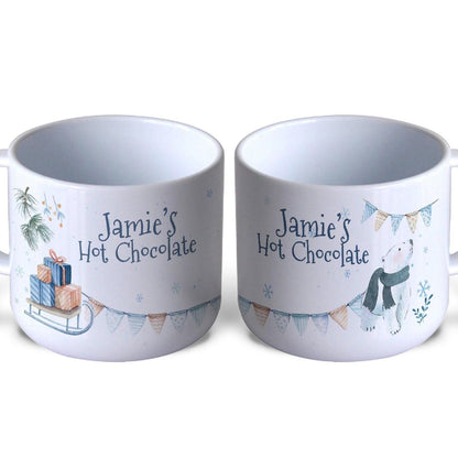Polar Bear Sleigh Christmas Hot Chocolate Gift XMAS Children's Personalised Mug Unbreakable Kids Toddler Child Safe