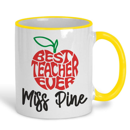 Best Teacher Ever Apple Personalised Ceramic Mug
