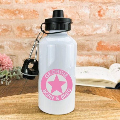 Geordie Born & Bred Star - Newcastle Geordie Dialect - Personalised Water Bottle