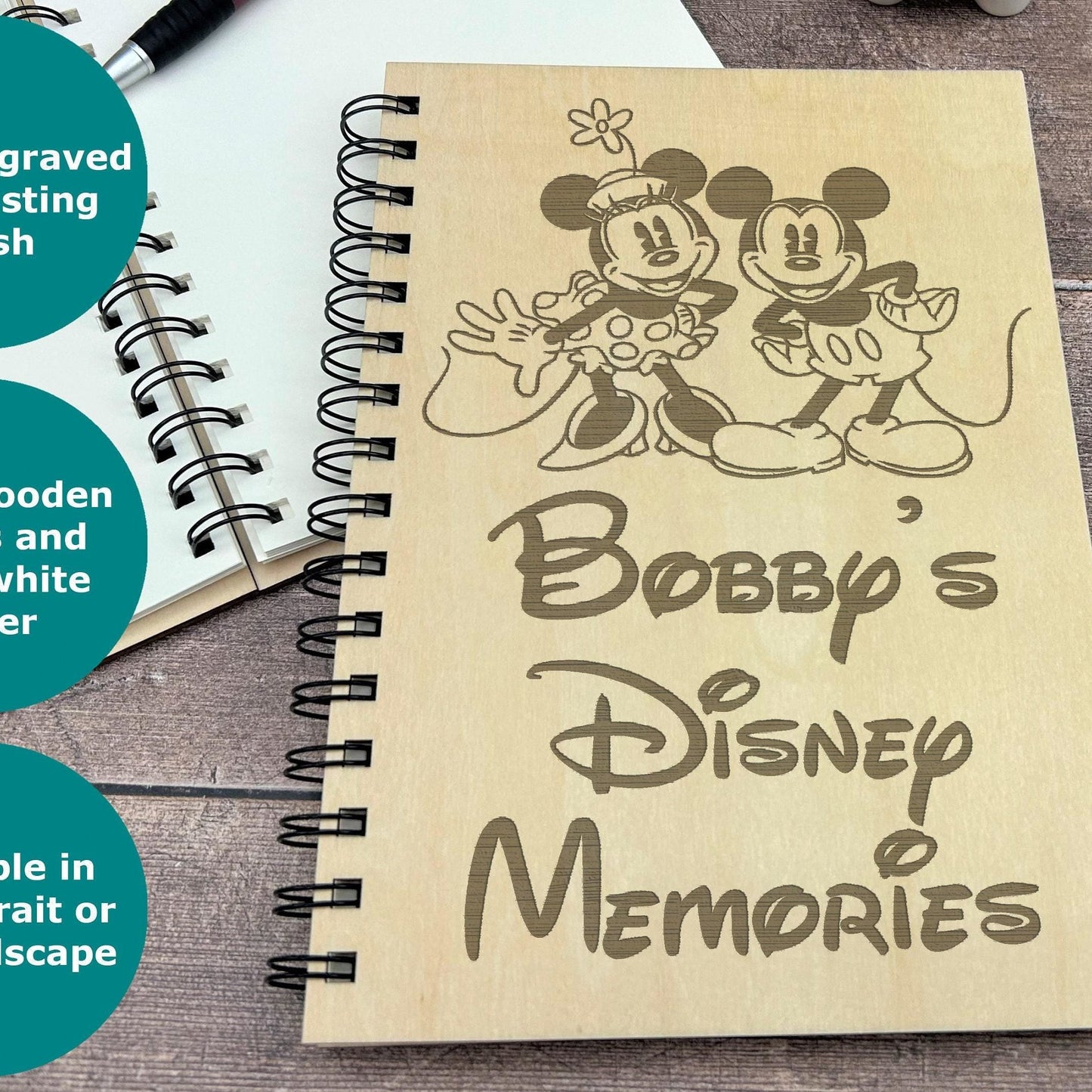 Disney Memories Retro Mickey Minnie Mouse Design - Personalised Memory Photo Book - Disneyland Disneyworld Autographs