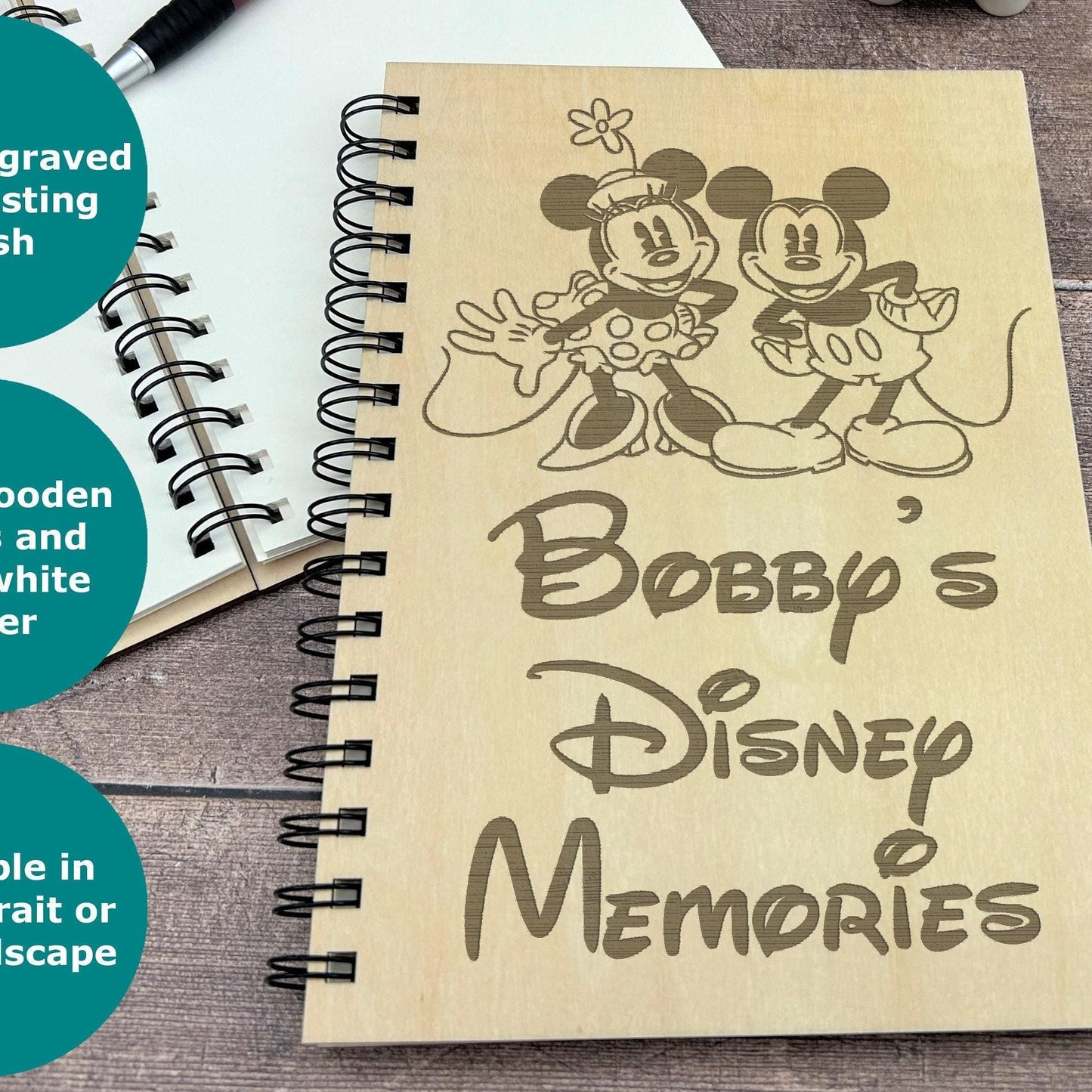 Disney Memories Retro Mickey Minnie Mouse Design - Personalised Memory Photo Book - Disneyland Disneyworld Autographs