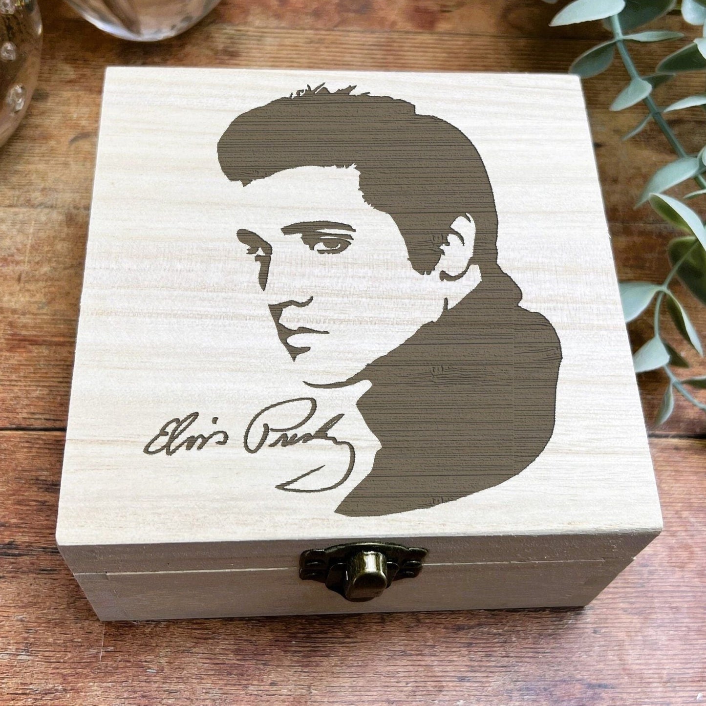 Elvis Presley Engraved Wooden Trinket Jewellery Memory Memories Box Christmas Gift Birthday Present