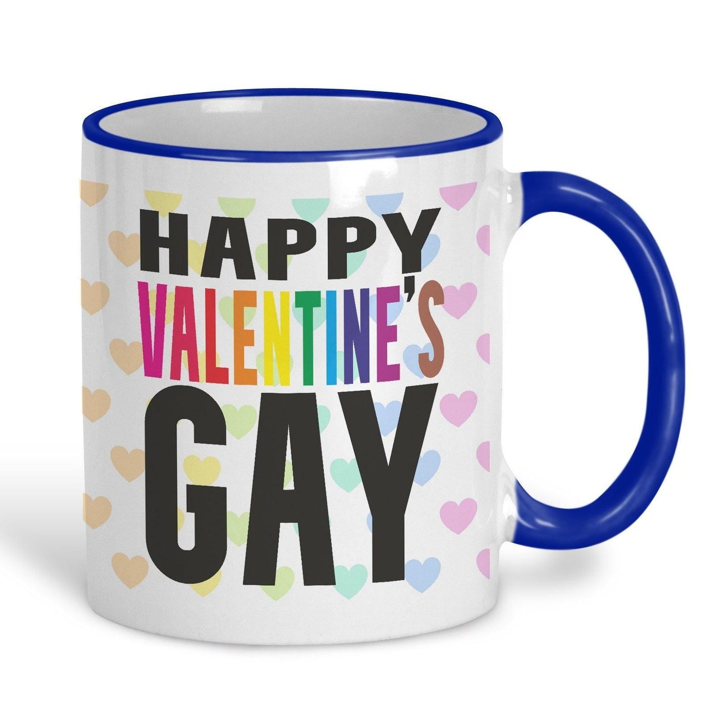 Happy Valentine's Gay LGBTQ+ Pride Rainbow Flag Personalised Mug
