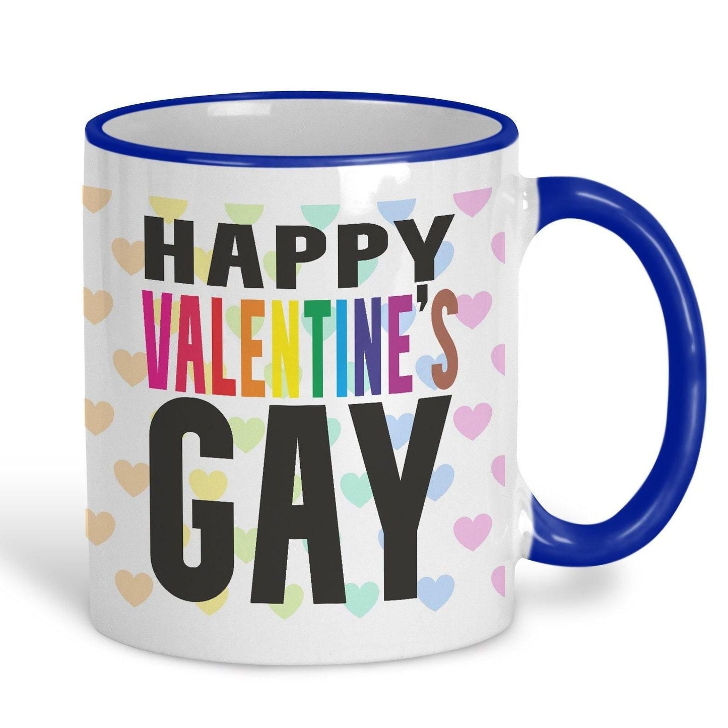 Happy Valentine's Gay LGBTQ+ Pride Rainbow Flag Personalised Mug