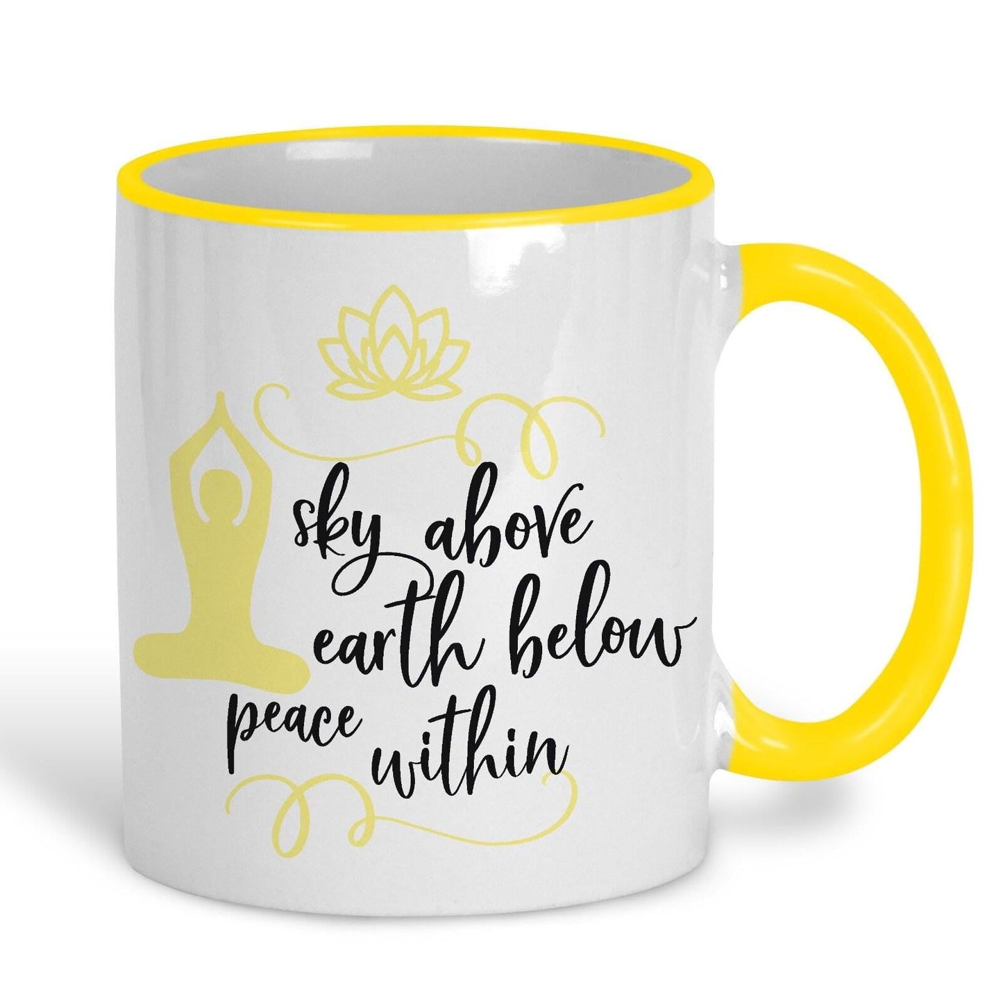 Sky Earth Peace Within White Yoga Personalised Coffee Tea Mug