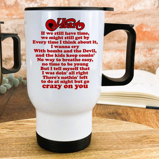 Heart Crazy On You Music Travel Mug Personalised Gift