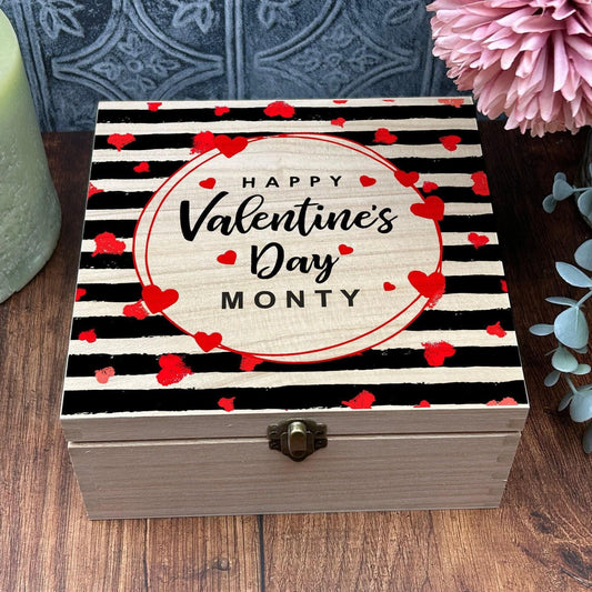 Couples Personalised Wooden Memory Box Valentine's Day Gift