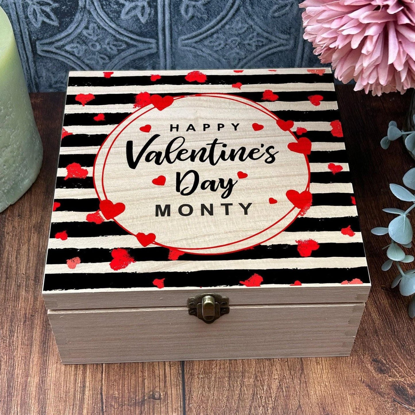 Couples Personalised Wooden Memory Box Valentine's Day Gift