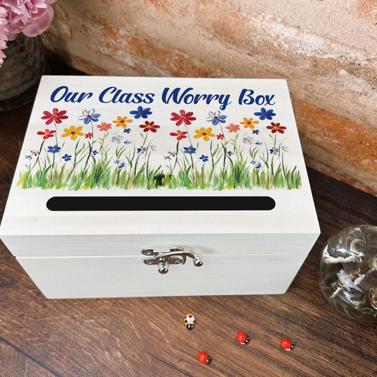 Colourful Flowers Worry Box Primary -Junior School Personalised Dropbox