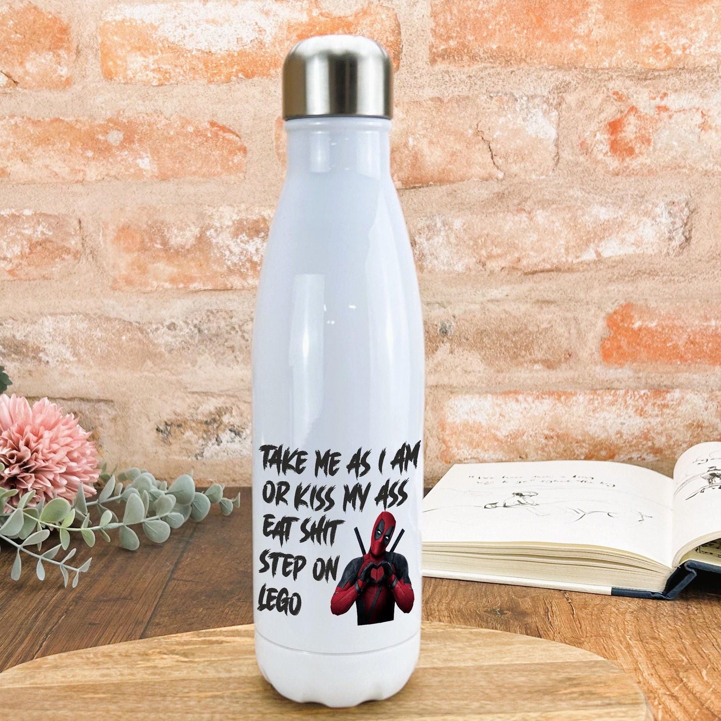 Deadpool Step on Lego Water Bottle Personalised Gift