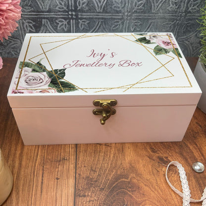 Rose Floral Personalised Jewellery Box Gift Birthday Grandma Mother's Day