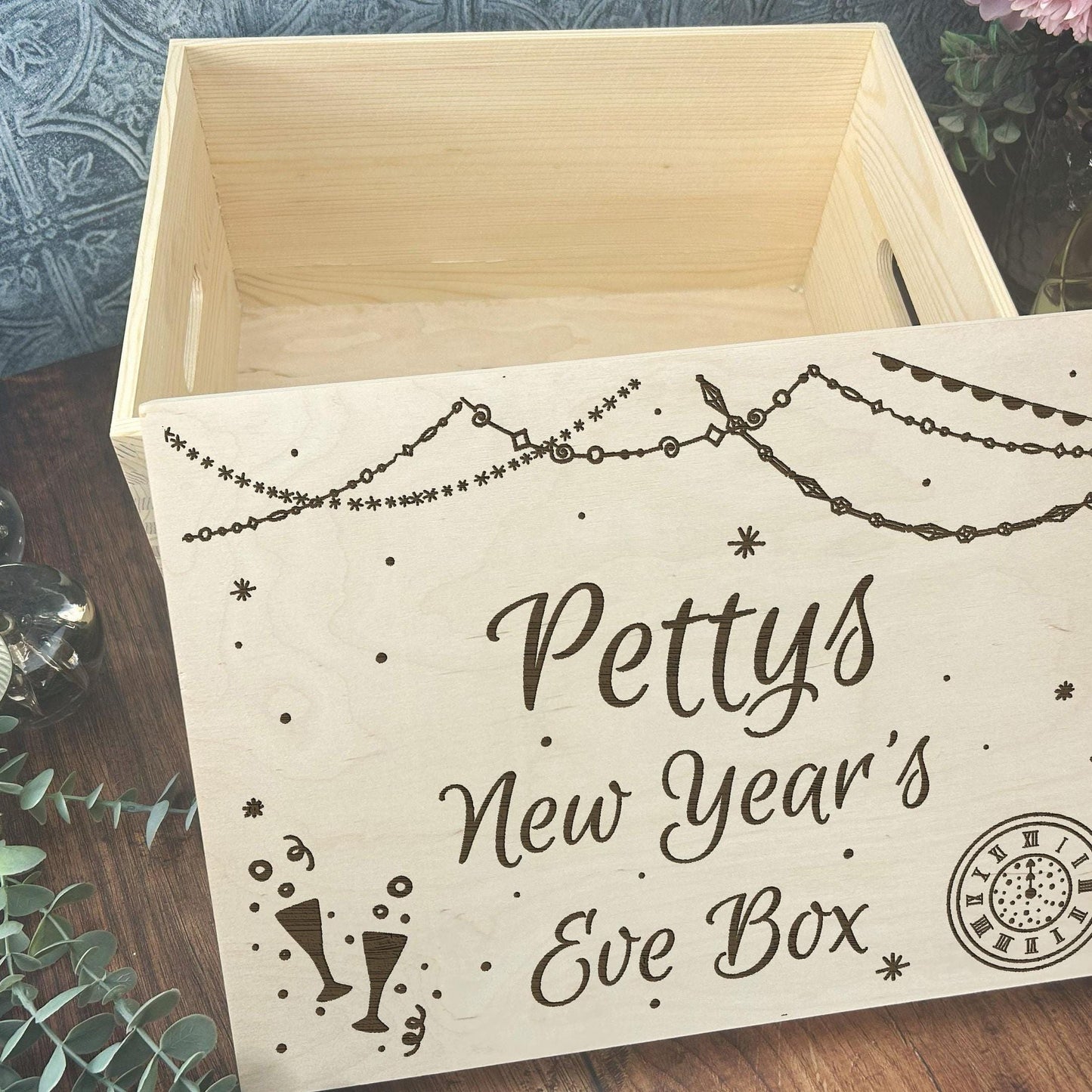New Years Day Eve Hamper Gift Treats Personalised Box Family Gift Festive Winter