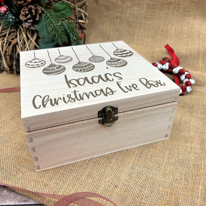 Bauble Design Personalised Wooden Christmas Eve Box - Xmas Treats Gift