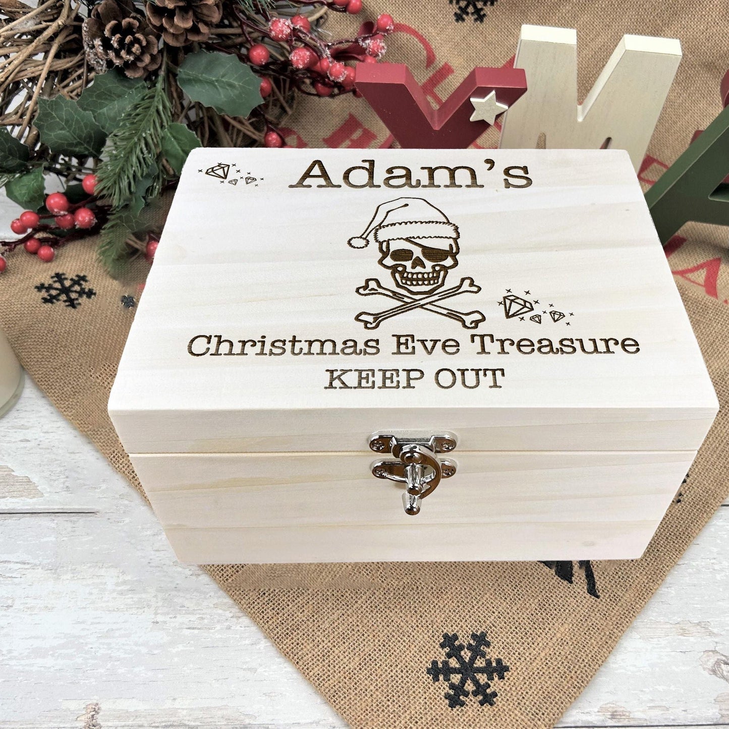 Pirate Christmas Eve Treasure Chest Personalised XMAS Eve Treats Box