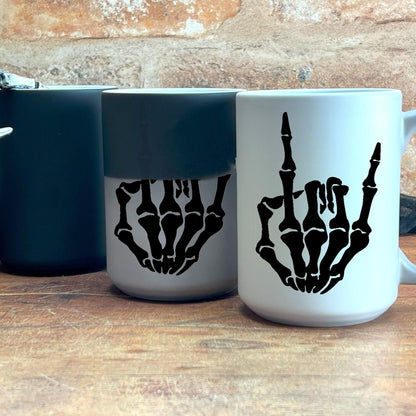 Skeleton Rock'n'Roll Hand - Colour Changing Ceramic Mug - Great Personalised Gift for Metal Fans