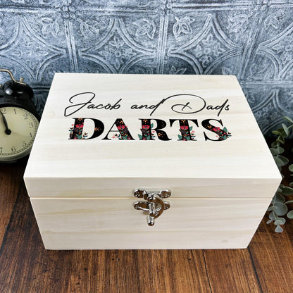 Black Floral Letters Folk Art Style Personalised Wooden Memory Box