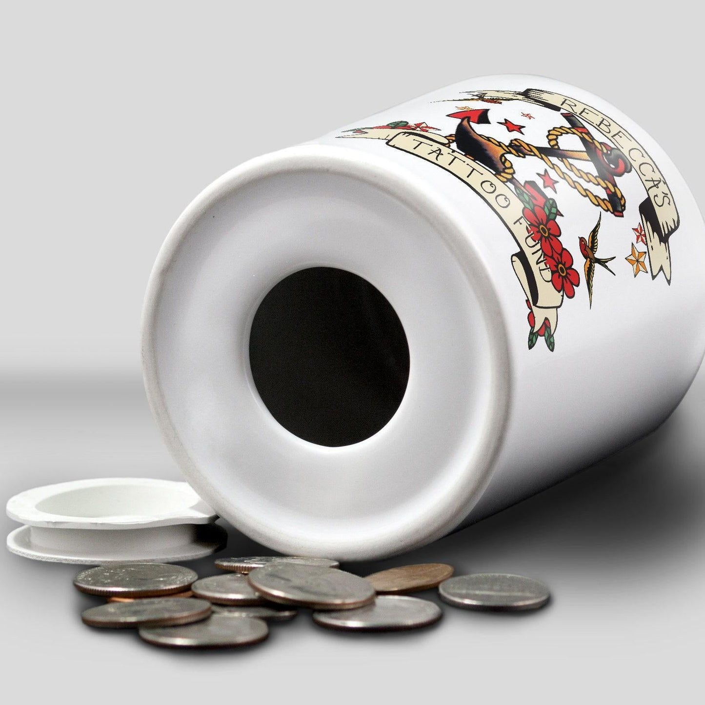 Tattoo Fund Money Box Personalised Gift - Saving Ink Art Old Style American