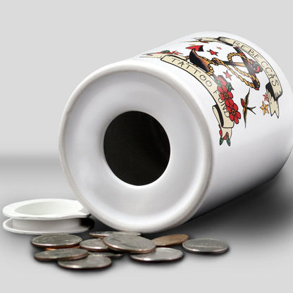 Tattoo Fund Money Box Personalised Gift - Saving Ink Art Old Style American