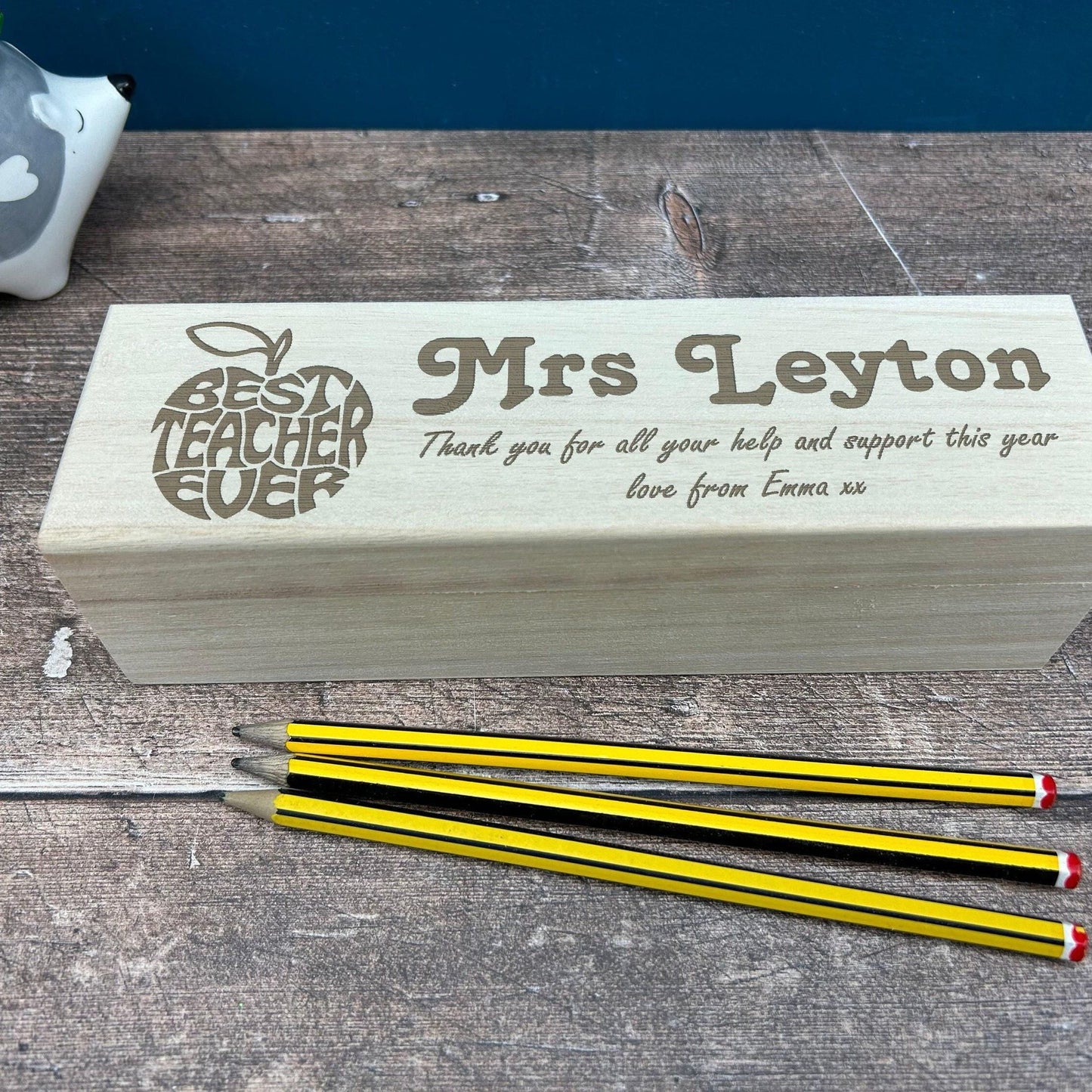 Best Teacher Ever - Engraved Pencil Case Box - Personalised End of School Term Gift