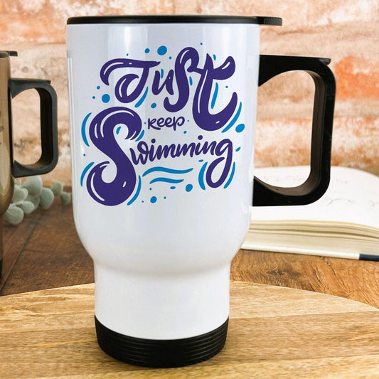 Just Keep Swimming Gala Personalised Travel Mug Swimmer Gift
