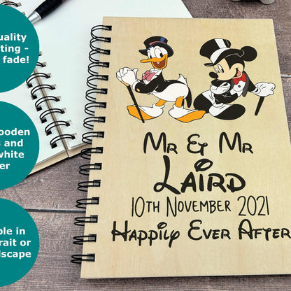 Mickey Mouse Donald Duck Mr & Mr Disney - Personalised Wedding Guest Book