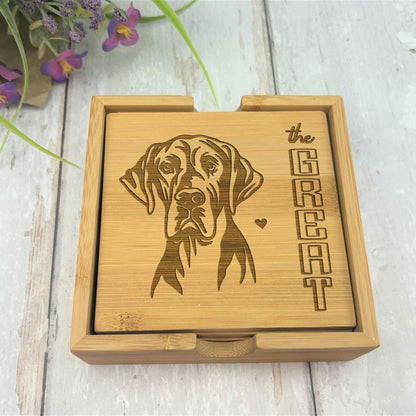 Great Dane Dog Engraved Bamboo Coaster Set New Home Décor House Warming Gift Christmas Gift Birthday Present Secret Santa