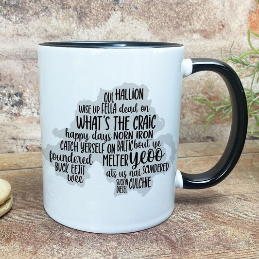 Northern Ireland Map Dialect - Personalised Ceramic Mug