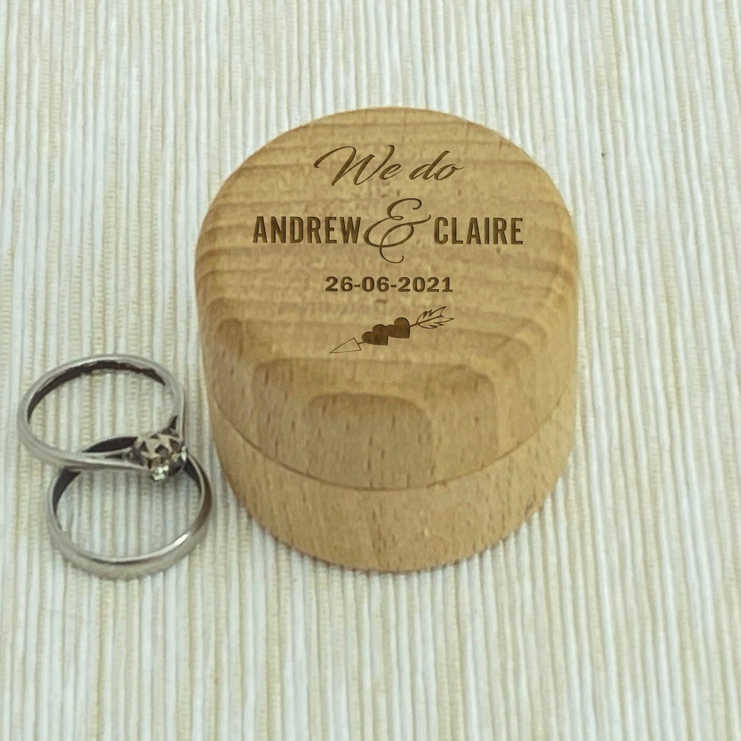 We Do Name and Date Wedding Ring Carrier Box Personalised Engagement Gift