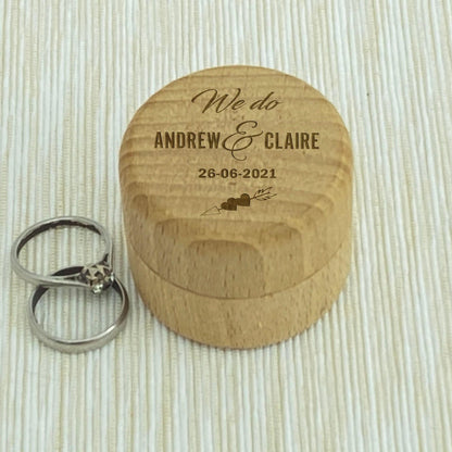 We Do Name and Date Wedding Ring Carrier Box Personalised Engagement Gift
